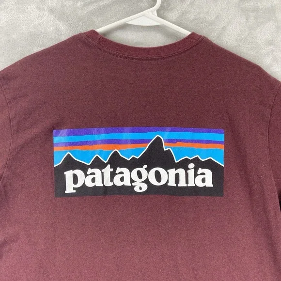 Patagonia T-Shirt mens Medium P-6 Graphic Logo Responsibili-Tee Short Sleeve Red - Picture 2 of 10